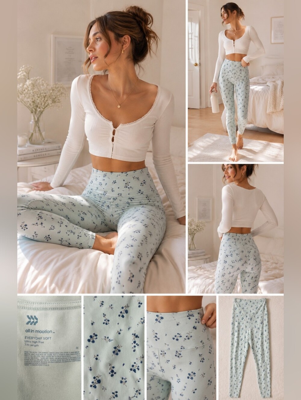 All in Motion Everyday Soft Floral 7/8 Leggings Medium